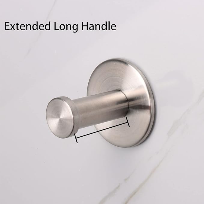 Bath Towel Hooks, 4 Pack Self Adhesive Coat Hooks, Sturdy No Drilling Robe Hook, SUS 304 Stainless Steel Heavy Duty, Wall Hooks for Bathroom Bedroom Kitchen (2 in, Brushed)