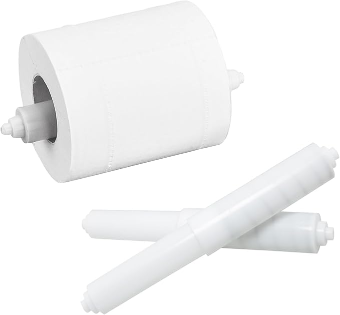 MEETOOT 6PCS 6.1Inch/15.5CM Plastic Spring Loaded Toilet Roll Holder Replacement Toilet Roll Holder Spring Loaded Replacement Lever White Roll Spindle Suitable for Simple Paper Roll Replacement
