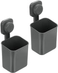 uxcell 2Pcs Suction Toothbrush Holder, 4" x 8" Wall Mounted Shower Caddy Organizer Cup for Tooth Brush, Toothpaste, Razors in Bathroom, Kitchen(Gunmetal Grey)