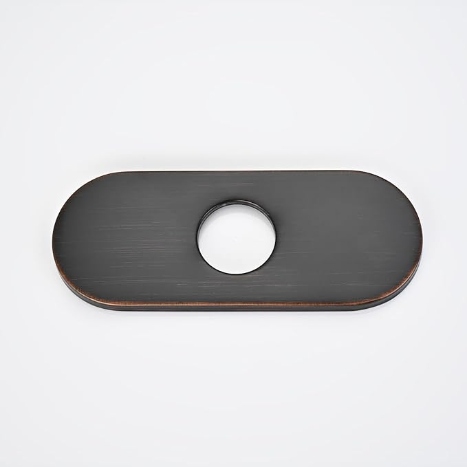 6 Inch Faucet Deck Plate for Bathroom Sink - Universal Fit for 1 Hole or 3 Hole 4 Inch Centerset Basins - Escutcheon Faucet Plate - Stainless Steel Faucet Hole Cover(Oil Rubbed Bronze)