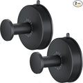 DGYB Suction Cup Hooks for Shower Set of 2 Removable Stainless Steel Towel Hook for Bathroom Glass Window Door Wall and Suction Wreath Hook for Hanging Robe, Loofah, Coat - Black