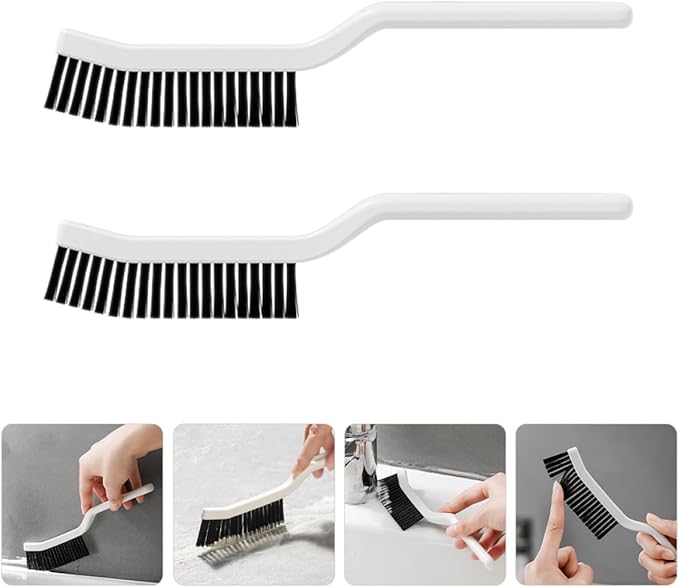 BESPORTBLE Multifunctional Crevice Cleaning Brush Set 2pcs, Hard Bristle Scrub Brush for Bathroom, Kitchen, Window Tracks, and Household Small Space Cleaning