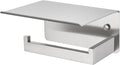 APLusee Brushed Nickel Toilet Paper Holder with Shelf, Left Side 304 Stainless Steel Tissue Roll Hanger, Wall Mounted