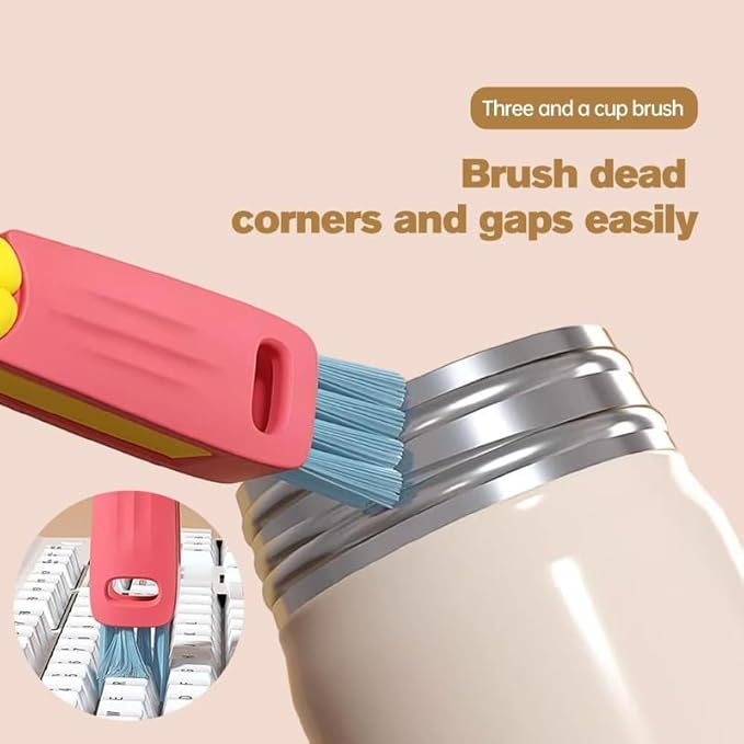 3 in 1 Cup Lid Cleaning Brush, 2024 Multifunctional Crevice Portable Cup Lid Cleaning Brush for Bottle Gap Tight Spaces Cup (Blue)