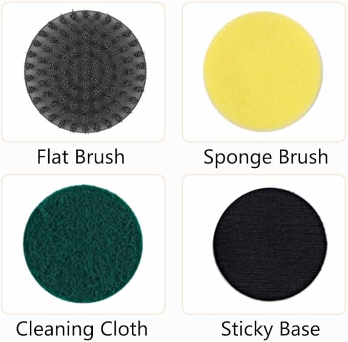SagaSave Electric Spin Scrubber, Cordless Shower Scrubbers, 2 Speeds Electric Scrubber for Cleaning with 3 Replaceable Heads, Electric Cleaning Brush for Bathroom/Floor/Sink/Window, White