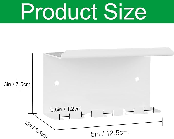 Wall Mounted Toothbrush Holder for Bathroom Shower, 5 Slots Aluminum Self-Adhesive Tooth Brush, Toothpaste Organizer Hanger Compatible with Colgate Extra Clean, Oral-B CrossAction, etc (White)