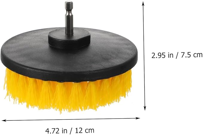 Drill Brush Attachment Set 5-inch Hollow Yellow Electric Cleaning Brush Heads Replacement for Floor Kitchen Bathroom Scrubbing Household Tool