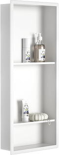 Stainless Steel Shower Niche 30" X 12" White with 3-Tiers Shelves No Tile Needed Niche Shower for Bathroom Storage Recessed Shower Shelves Over Mount Installation