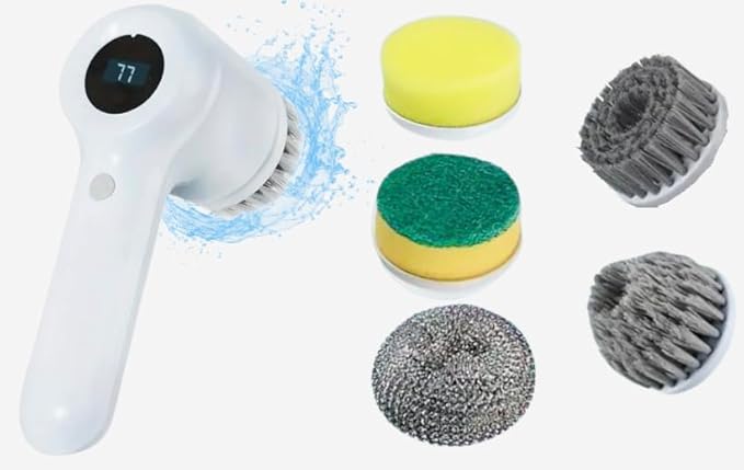 Generic Electric Spin Scrubber with 5 Replaceable Brush Head, Power Cordless Electric Cleaning Brush, Handheld USB-C Rechargeable Shower Scrubber for Cleaning Bathroom, Kitchen, Bathtub, Tile, Shower
