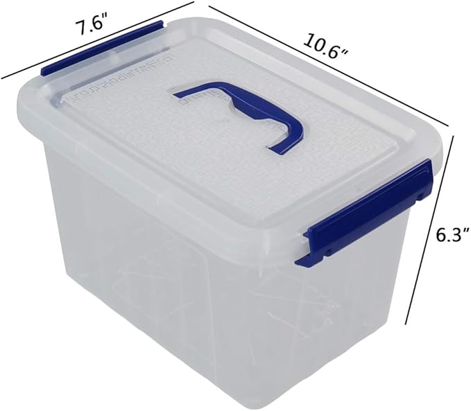 6 Quart Plastic Storage Latch Box, 6-Pack Clear Storage Bin with Handle