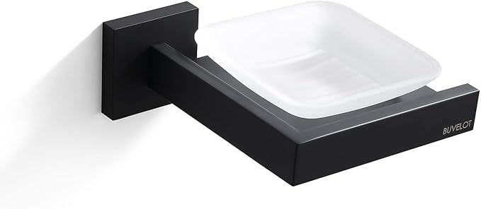 Wall Mounted Soap Holder Black, Soap Dish Holder for Bathroom, Matte Black,071020-MB Les Series