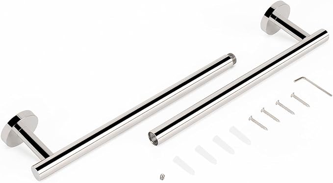 NearMoon Bathroom Towel Bar, Bath Accessories Thicken Stainless Steel Shower Towel Rack for Bathroom, Towel Holder Wall Mounted (1 Pack, Chrome Finish, 24 Inch)