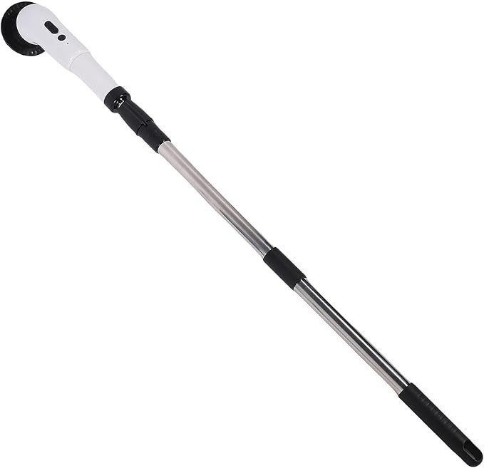 ZJchao Electric Cleaning Brush Cordless Long Handle Adjustable Speed with 9 Replaceable Brush Heads for Bathroom Kitchen Floor Scrubber White