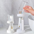 1 Pack Toothbrush Holder Stand with Cover/Cup & 2 Slots, Height Adjustable Electric Toothbrush Holders for Bathrooms, Compatible with Toothpaste, Conventional or Electric Toothbrushes Storage