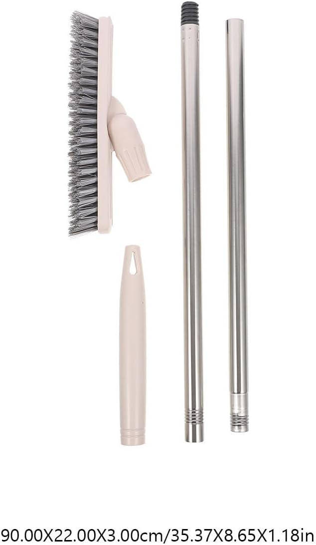 GALPADA Long Handle Floor Scrub Brush Rotatable Tile Grout Crevice Brush Beige Stiff Bristle for Bathroom Kitchen Wall and Floor Cleaning