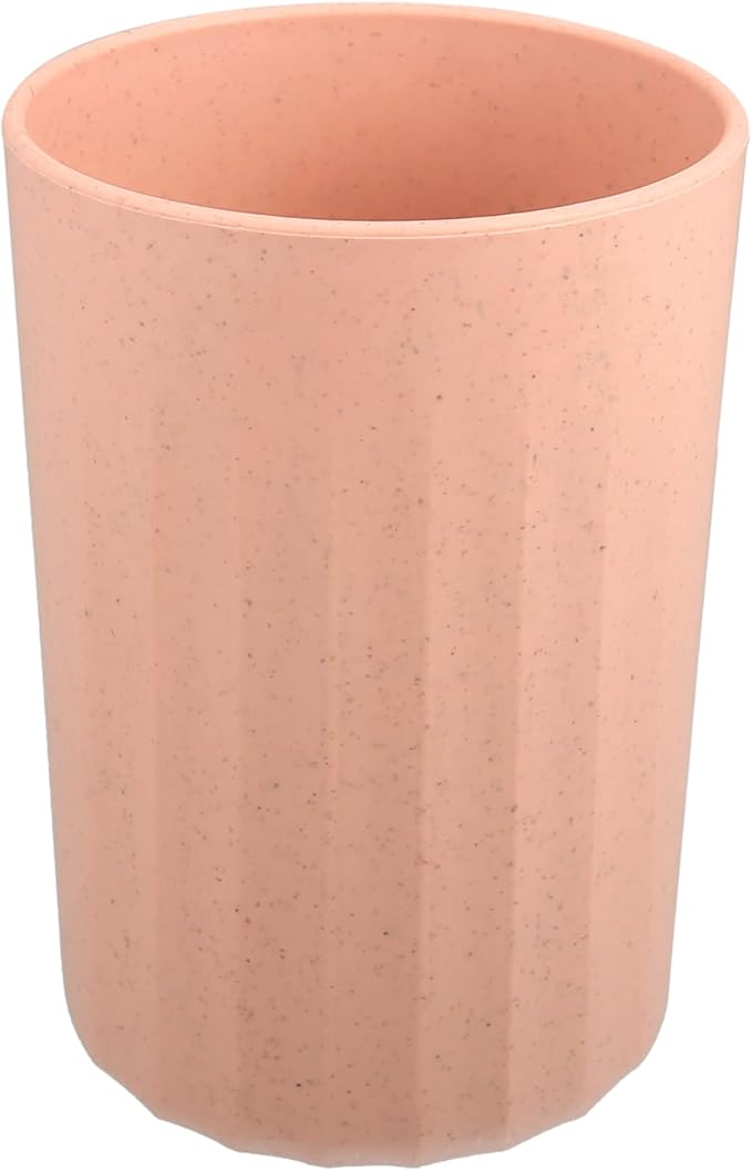 VOCOSTE 1Pc Bathroom Tumbler with Smooth Lines, Wheat Straw Cup, for Bathroom for Toothpaste Pink 4.09''x2.80''