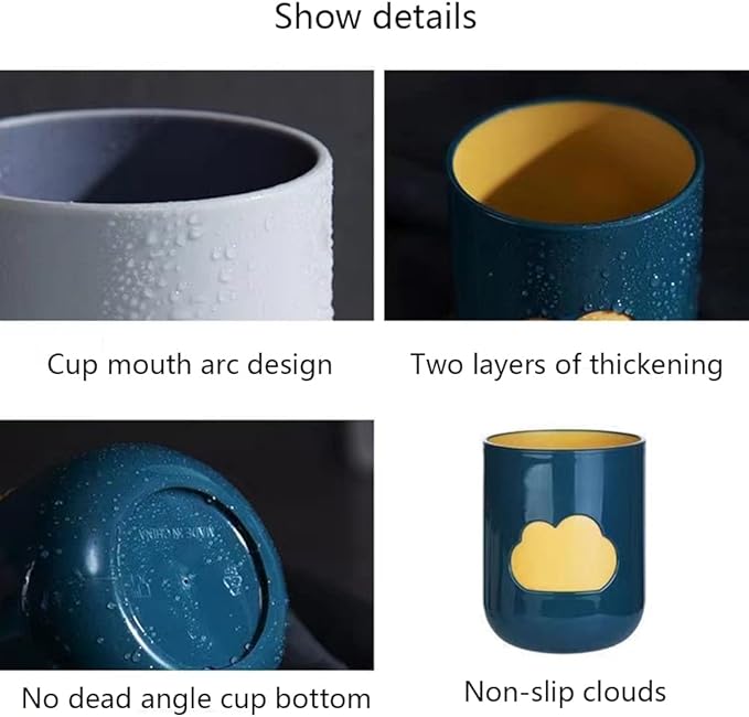 Simple Cloud Mouthwash Cup - Creative Cute Couple Mouthwash Cup (Light Pink & Off White)