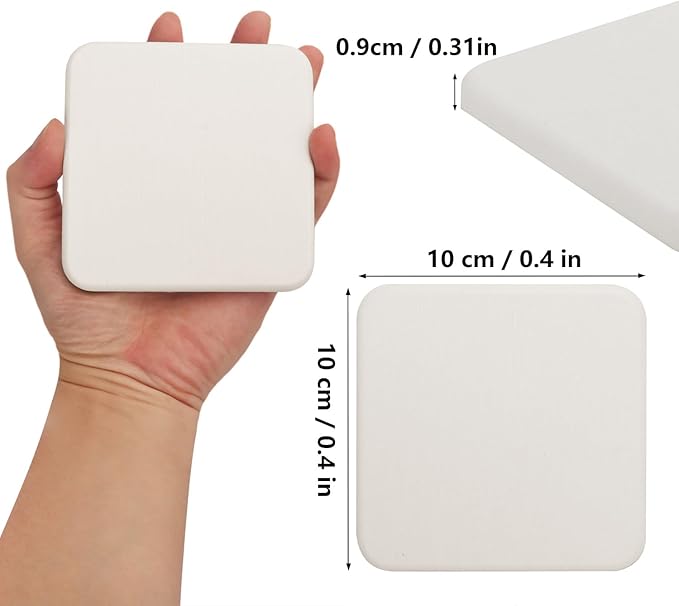 40 Pack 4" Square Diatomaceous Earth Coaster, Versatile Water Absorbent Diatomite Coaster, Premium Water Absorbing Bath Stone Mat for Modern Home