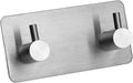 Self-Adhesive Brushed Nickel & Matte Black Towel Hooks - 2 Wall Mount Coat Hooks for Bathrooms & Showers