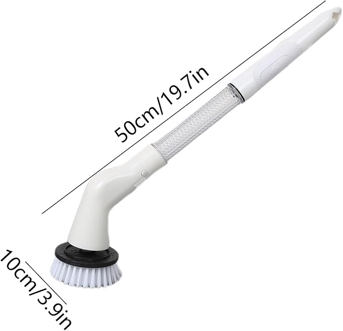Generic Electric 𝑠𝑝𝑖𝑛 Cleaning Brush, Rechargeable Cleaning Brushes with 5 Replaceable Brush Heads, Adjustable Handle Electric Cleaning Brush, for Bathroom Bathtub and Tile Floors, White