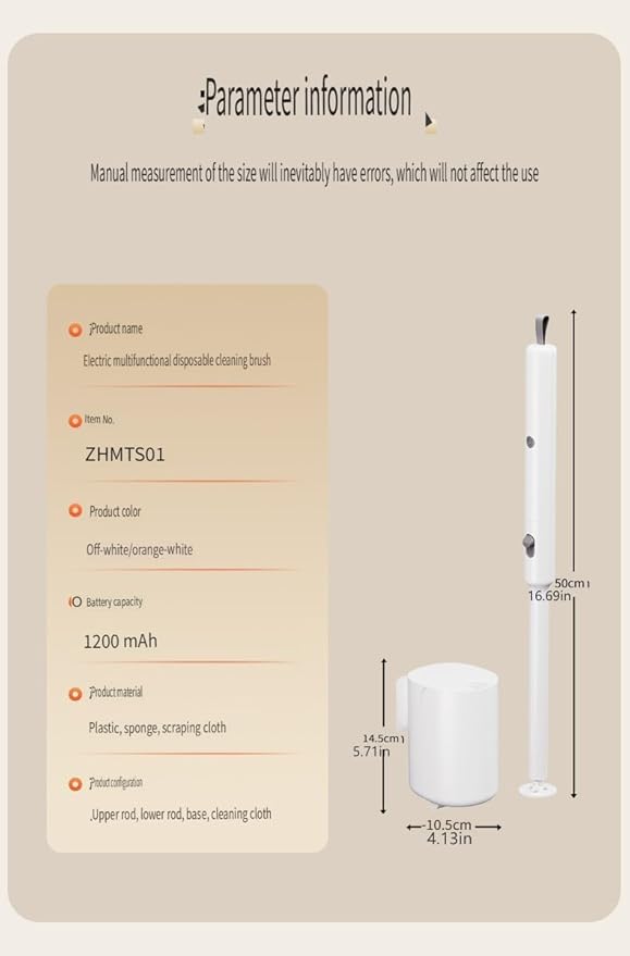 Electric Toilet Brush with Disposable Heads, Wall-Mounted Power Scrubber, 3-Speed Motor, 250 RPM Deep Clean Technology (Orange and White)