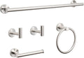 NearMoon 5 Pieces Bathroom Hardware Set SUS304 Thicken Stainless Steel-Towel Rack Kit Include 24" Towel Rod +Bath Towel Ring +Toilet Paper Holder +2 Robe Towel Hooks Bath Accessories (Nickel)