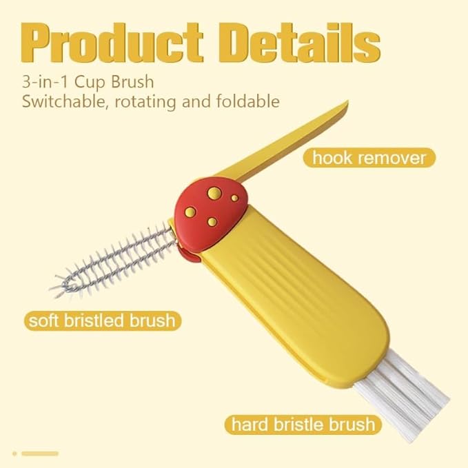 3 in 1 Cup Lid Cleaning Brush, 2024 Multifunctional Crevice Portable Cup Lid Cleaning Brush for Bottle Gap Tight Spaces Cup (C-Blue)