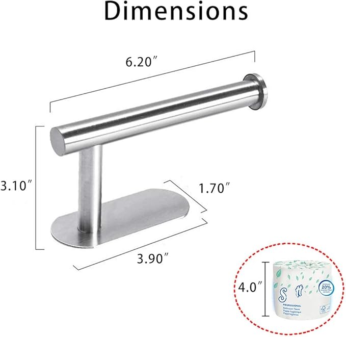 3M Toilet Paper Holder no Drilling for Bathroom and Washroom, SUS304 Stainless Steel Brushed Nickel (Silver), DG-TPA22