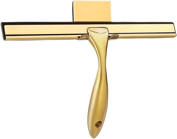 10 Inch All-Purpose Shower Squeegee for Doors,Windows and Car Glass Stainless Steel 304 and Silicone Cleaning(Gold)