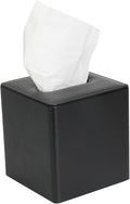 MOCHTERO Decorative Tissue Box Cover Square Leather, Tissue Holder,Bathroom Accessories,for Home and Office,Black