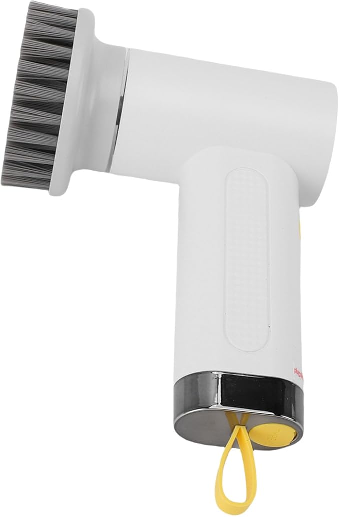 Electric Spin Scrubber, Cordless Brush with 3 Replaceable Heads, IPX7 Water Proof, Adjustable 2 Speeds for Bathroom Kitchen (White)