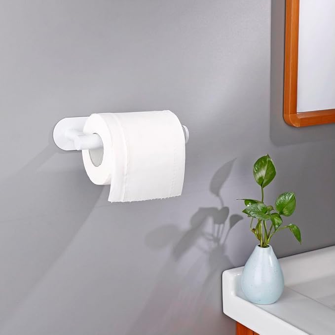 2 Pack Toilet Paper Holder Self Adhesive,Rustproof Adhesive Toilet Roll Holder No Drilling Tissue Holder for Kitchen Bathroom Tissue Holder Bathroom, Kitchen, Washroom Wall Mount (White)