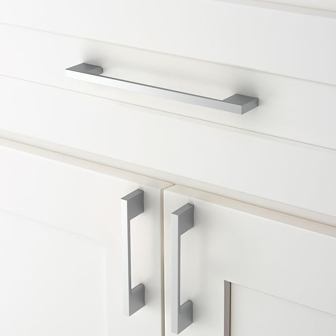 Amerdeco 10 Pack Polished Chrome Cabinet Pulls 6.3 Inch(160MM) Hole Centers Kitchen Cabinet Handles Cabinet Hardware Kitchen Handles for Cabinets Cupboard Handles Drawer Pulls ZH0060…
