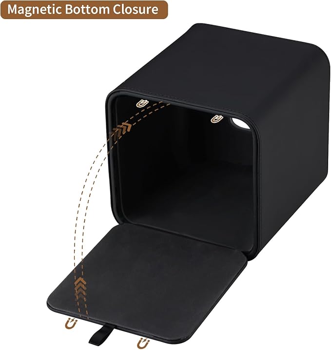 GORESE Leather Tissue Box Cover Square Tissue Box Holder for Kleenexs, Tissue Cover for Cube Box Tissues, Kleenexs Box Holder for Bedroom, Living Room, Bathroom, Black