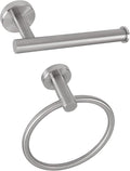NearMoon 2 Pieces Bathroom Hardware Accessories, Towel Ring and Toilet Paper Holder- Stainless Steel Bath Towel Hanger and Hand Towel Holder, Wall Mounted (Brushed Nickel)