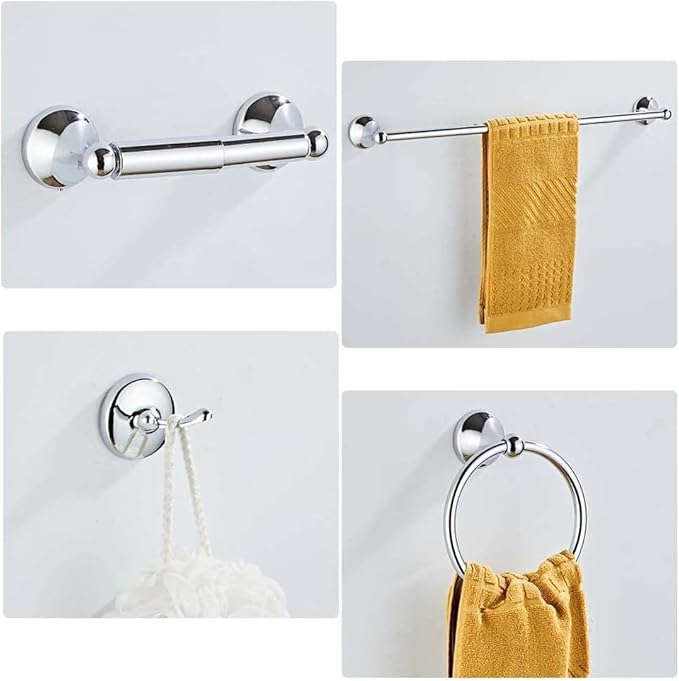 8 Piece Bathroom Accessory Set(Adjustable Towel Bar, Towel Ring, Toilet Paper Holder,Towel Hook), Wall Mounted Bathroom Hardware Accessories Set,Chrome