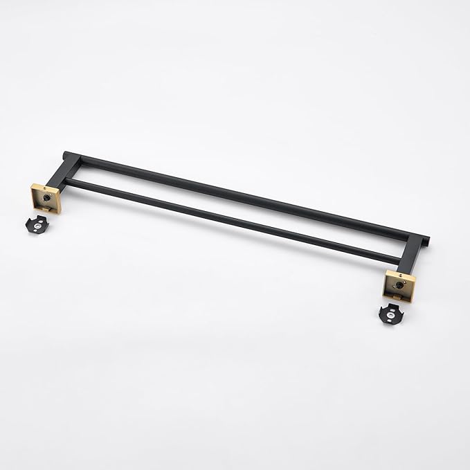 Miyili Double Bath Towel Bar 24-Inch SUS 304 Stainless Steel Towel Holder Rack for Bathroom Black & Gold, A02BG60B