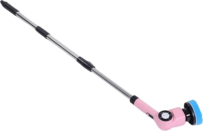 Generic Electric Brush Powerful Cordless Rechargeable Automatic Rotating Scrub Brush Set for Kitchen Bathroom Pink ABS 2000mAh Battery 100 Mins Working Time
