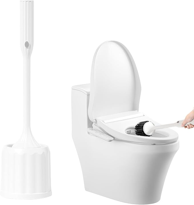 Toilet Brush Holder Set, Bowl Cleaning Brush, Corner Scrubber Flexible Cleaning Tool, Household Bathroom Maintenance Accessory for Dad, Husband Mom Toilet Home Sanitation Bathroom Floor Wall Use