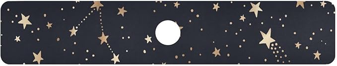 Kitchen Sink Splash Guard 1 PC 30 Inch Sink Faucet Mat Splash Guard for Bathroom Countertop Water Absorbent Foldable Cuttable Soft Washable Gold Stars Black