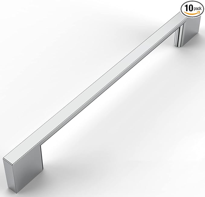 Amerdeco 10 Pack Polished Chrome Cabinet Pulls 6.3 Inch(160MM) Hole Centers Kitchen Cabinet Handles Cabinet Hardware Kitchen Handles for Cabinets Cupboard Handles Drawer Pulls ZH0060…