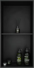 Shower Niche Stainless Steel: No Tile Needed Double Layer - 12x24 Inchs Recessed Wall Niches Shelf for Bathroom Storage - Matte Black
