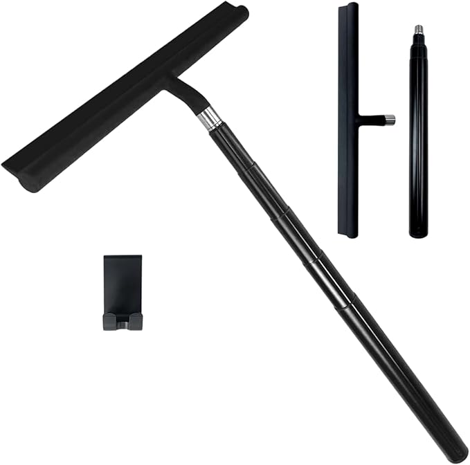 Expandable Bathroom Window Steel Long Handle Shower Scraper with Nonslip Hook Multipurpose Surfaces Maintenance