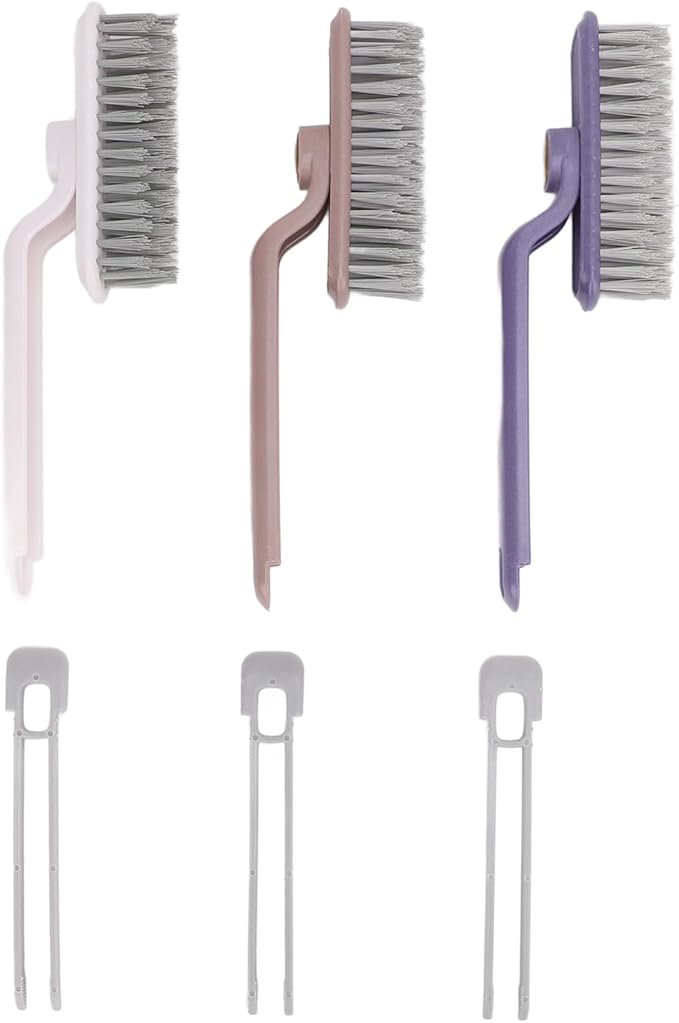 Grout Brush, 3pcs Deep Cleaning Cleaning Brush V Shaped with Clips for Shower Bathroom Kitchen Household