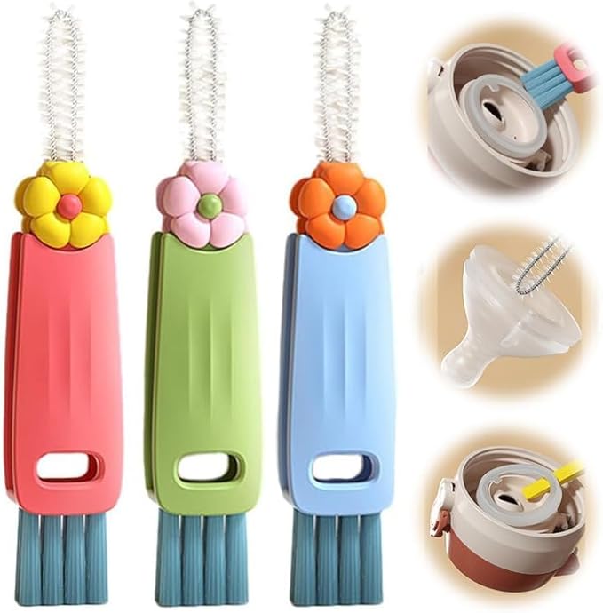 3 in 1 Cup Lid Cleaning Brush, 2024 Multifunctional Crevice Portable Cup Lid Cleaning Brush for Bottle Gap Tight Spaces Cup (3 PCS)