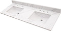 MSI Calacatta Lumas Vanity Top with Under Mount Rectangle Double Bowl Ceramic Sinks, Engineered Marble Stone, 4" CC Faucet Holes, 61"X22"