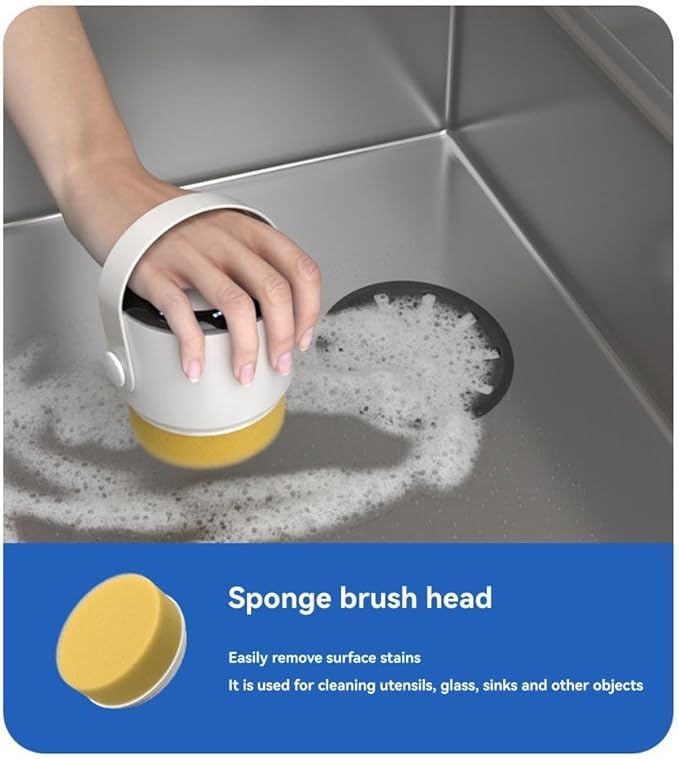 Wireless 5-In-1 Handheld Multifunctional Cleaning Brush for Kitchen and Bathroom, Electric Dishwasher Brush White
