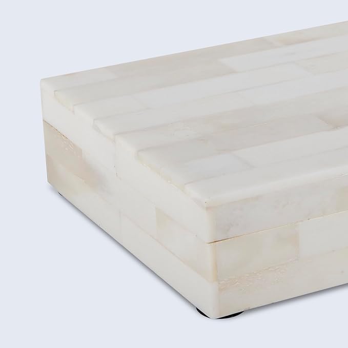 Handicrafts Home Handmade Classic Pattern Decorative Box - Storage Organizer, Decor Centrepiece, Memory Keepsakes, Home Decor - Boho Style Treasure Box, Multipurpose Gift - White Bone Inlay, 5x7x1.5