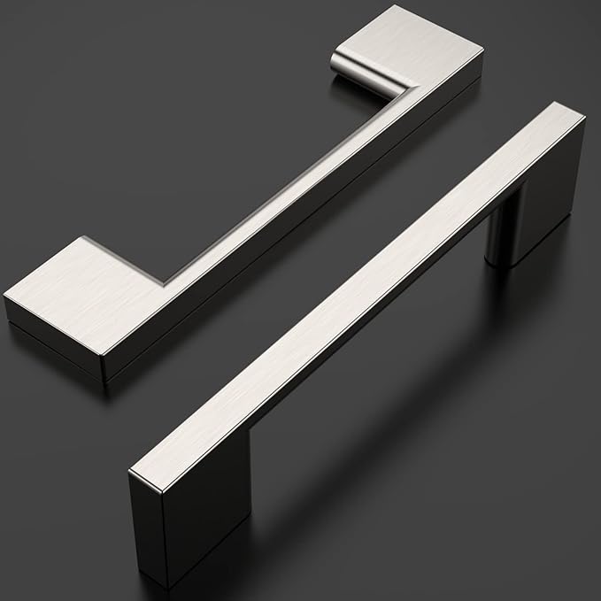 Amerdeco 10 Pack Brushed Satin Nickel Cabinet Pulls 3-3/4 Inch(96MM) Hole Centers Kitchen Cabinet Handles Cabinet Hardware Kitchen Handles for Cabinets Cupboard Handles Drawer Pulls ZH0060
