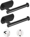 2 Pack Toilet Paper Holder Self Adhesive,Rustproof Adhesive Toilet Roll Holder No Drilling Tissue Holder for Kitchen Bathroom Tissue Holder Bathroom, Kitchen, Washroom Wall Mount （Black